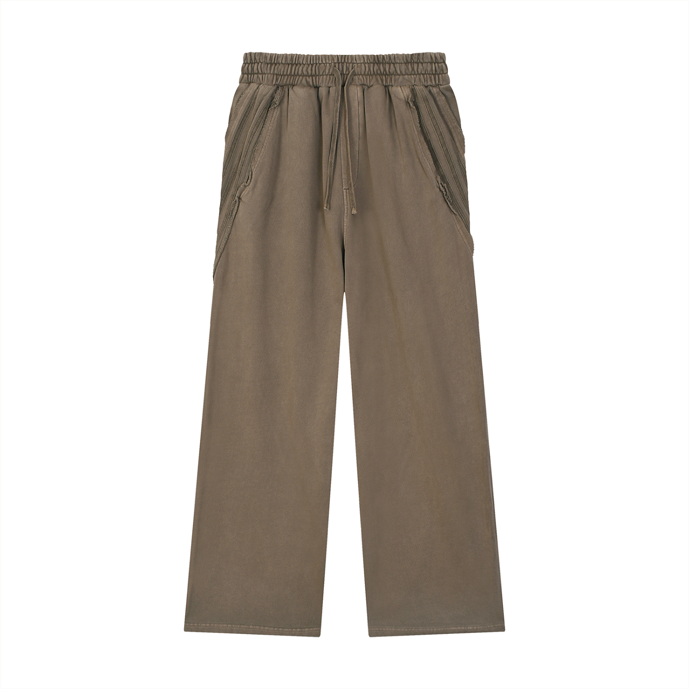 FETISHISTO snow washed sweatpants for men in brown with elastic waistband and front pockets