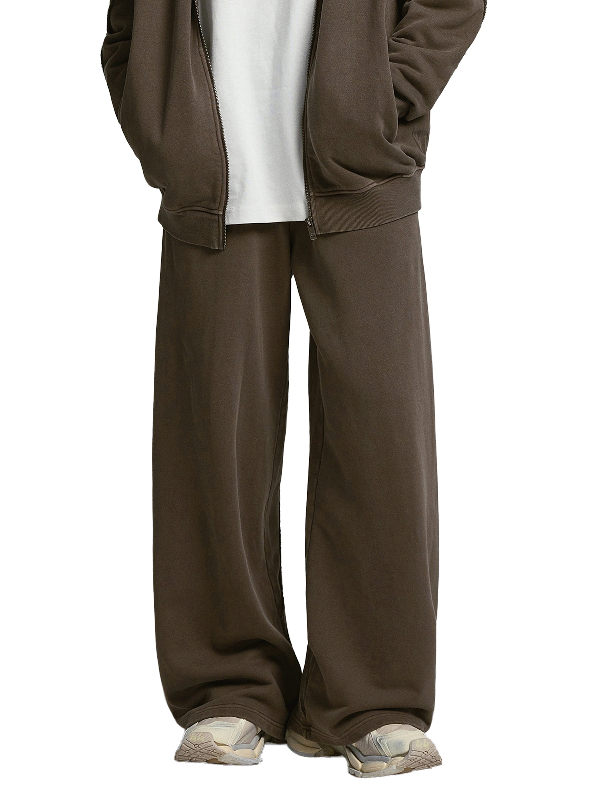 FETISHISTO brown snow washed sweatpants for men with a relaxed fit and casual style