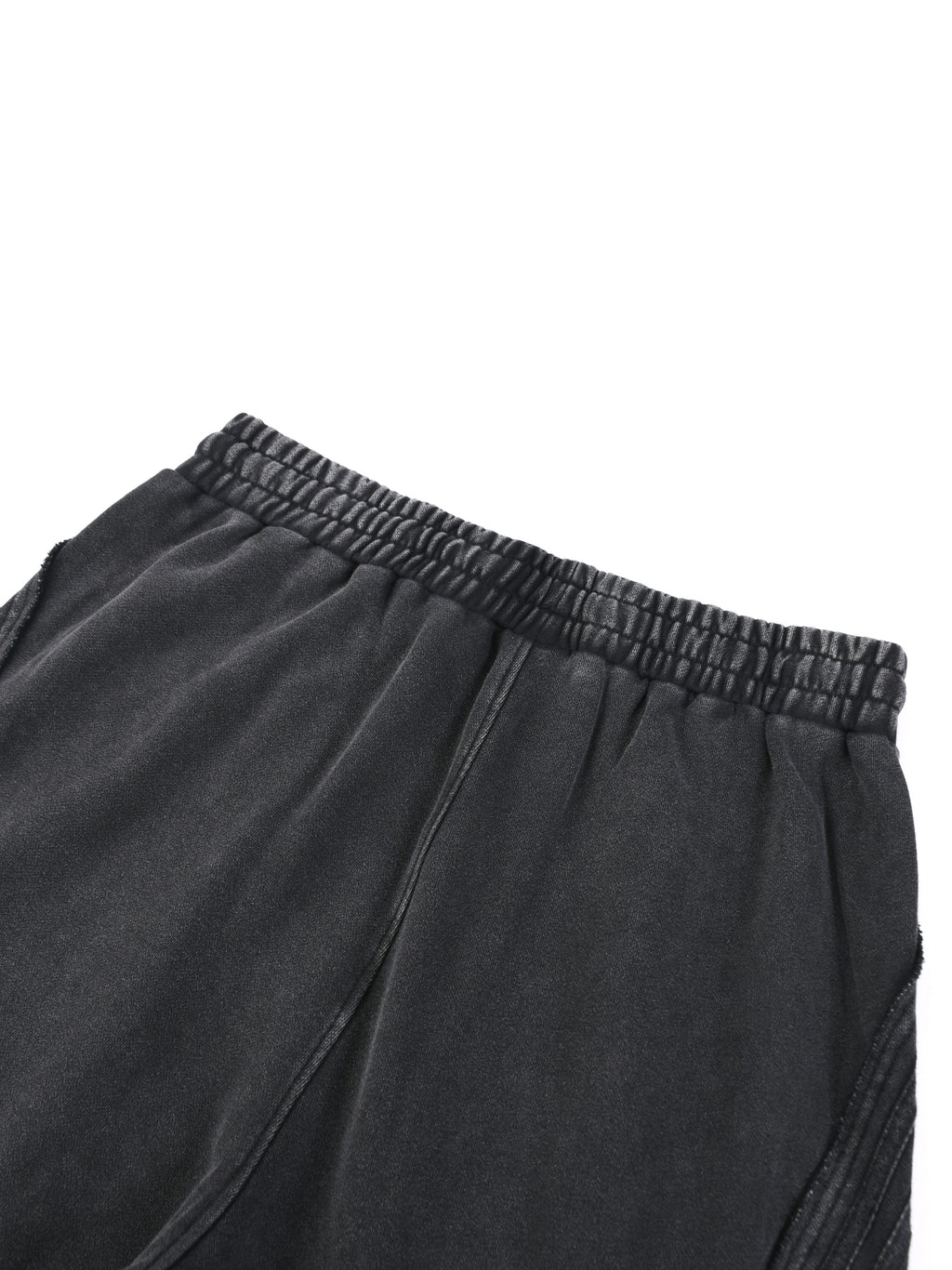 FETISHISTO black snow washed sweatpants for men with elastic waistband and side pocket detailing