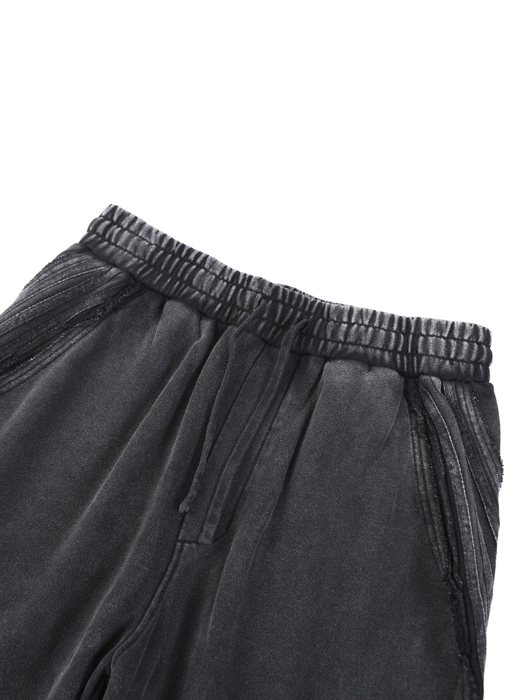 FETISHISTO black snow washed sweatpants for men with elastic waistband and drawstring