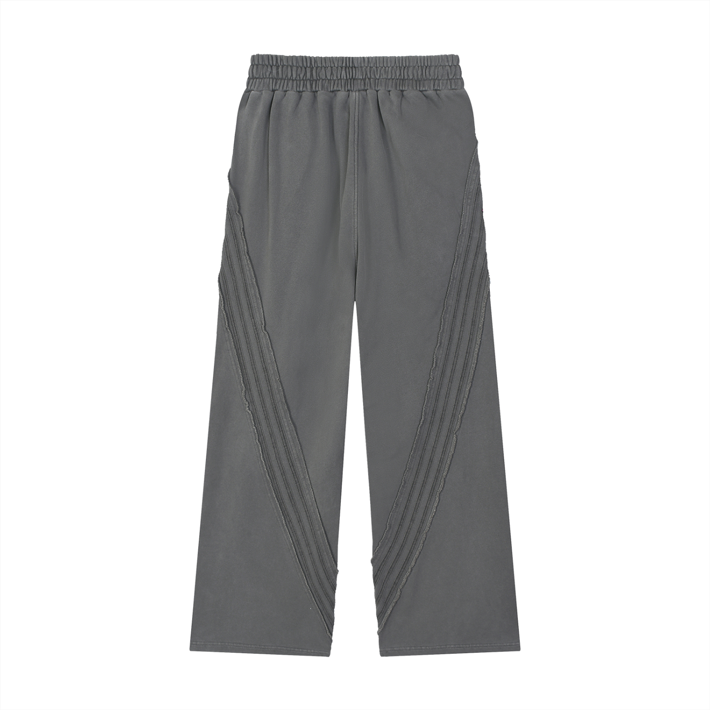 FETISHISTO snow washed sweatpants for men in gray with elastic waistband and unique seam detailing