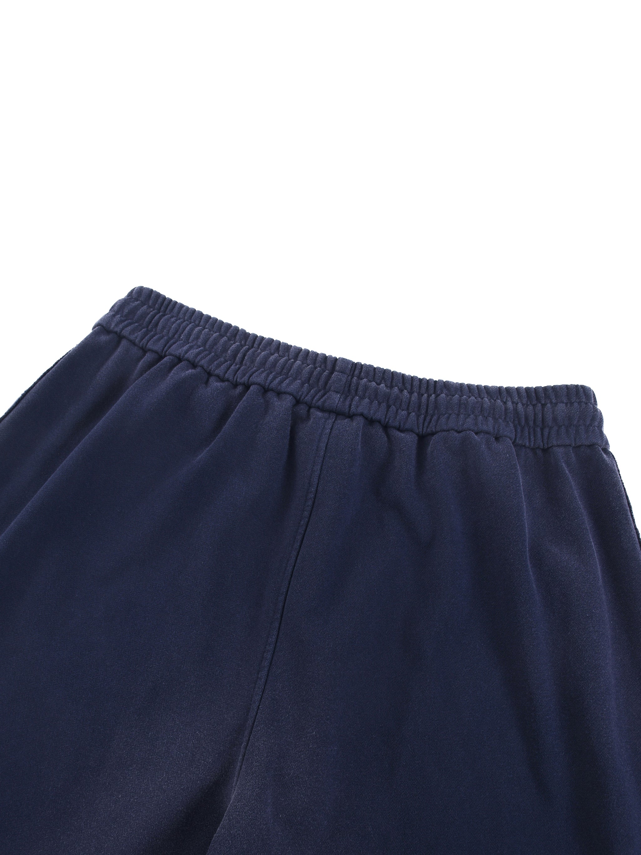 FETISHISTO navy sun fade straight leg sweatpants with elastic waistband close-up