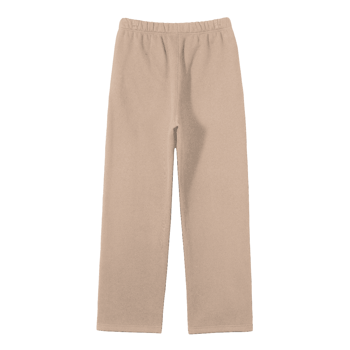 Beige unisex fleece straight leg pants with elastic waistband for comfortable wear
