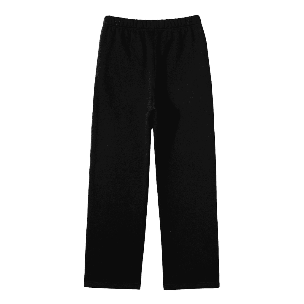 FETISHISTO black unisex fleece straight leg pants with elastic waistband for comfortable wear