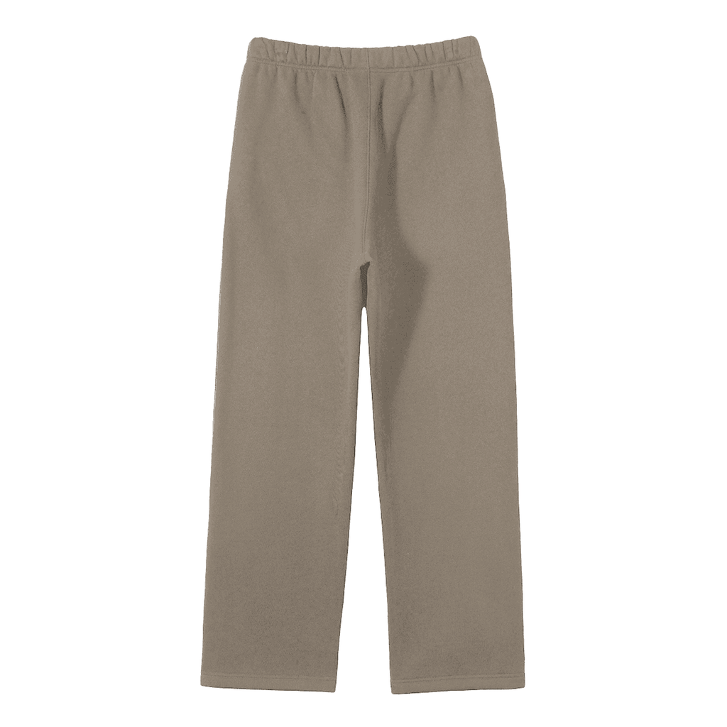 FETISHISTO unisex fleece straight leg pants in beige with elastic waistband for comfort
