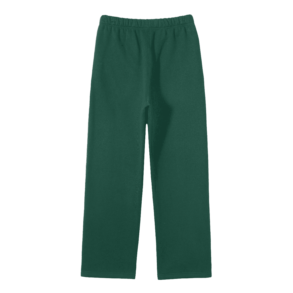 Green unisex fleece straight leg pants with elastic waistband by FETISHISTO