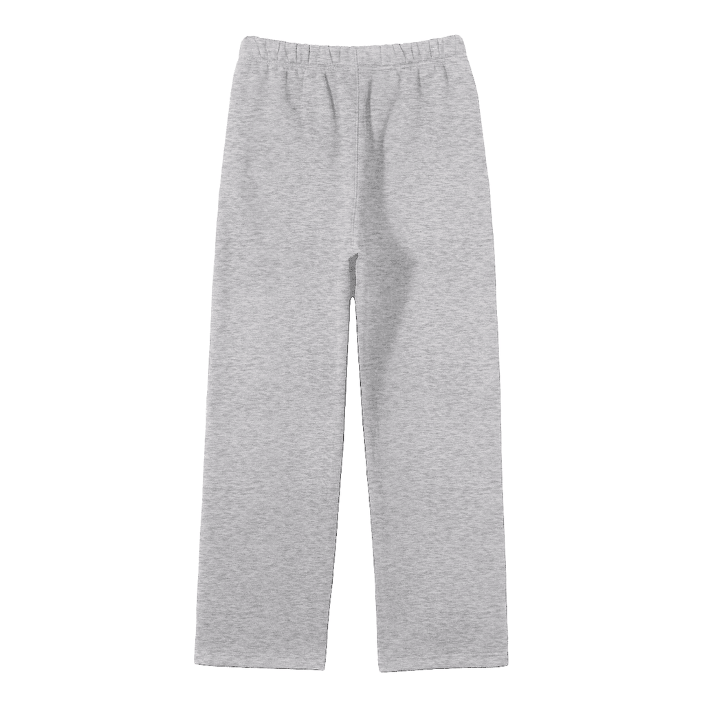 FETISHISTO unisex fleece straight leg pants in light gray with elastic waistband