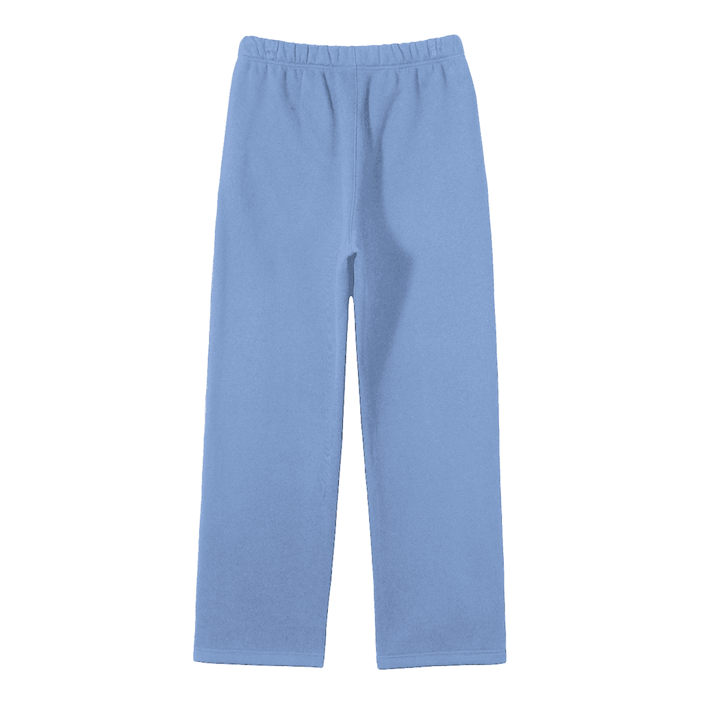 Light blue unisex fleece straight leg pants with elastic waistband by FETISHISTO
