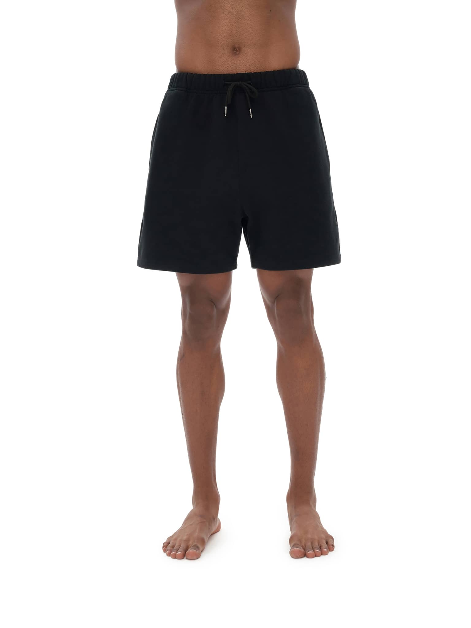 FETISHISTO black unisex heavyweight fleece shorts with elastic waistband and drawstring