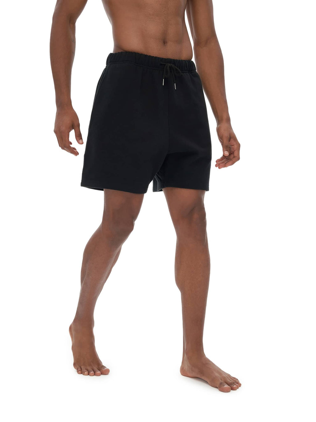 FETISHISTO black unisex heavyweight fleece shorts with elastic waistband and drawstring