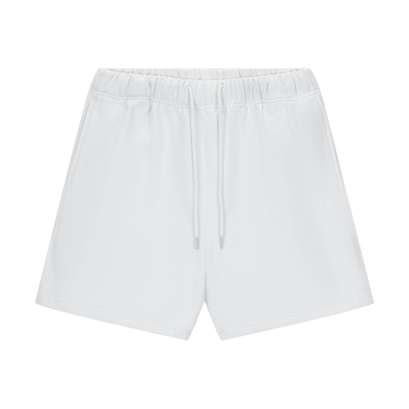 FETISHISTO white unisex heavyweight fleece shorts with elastic waistband and drawstring