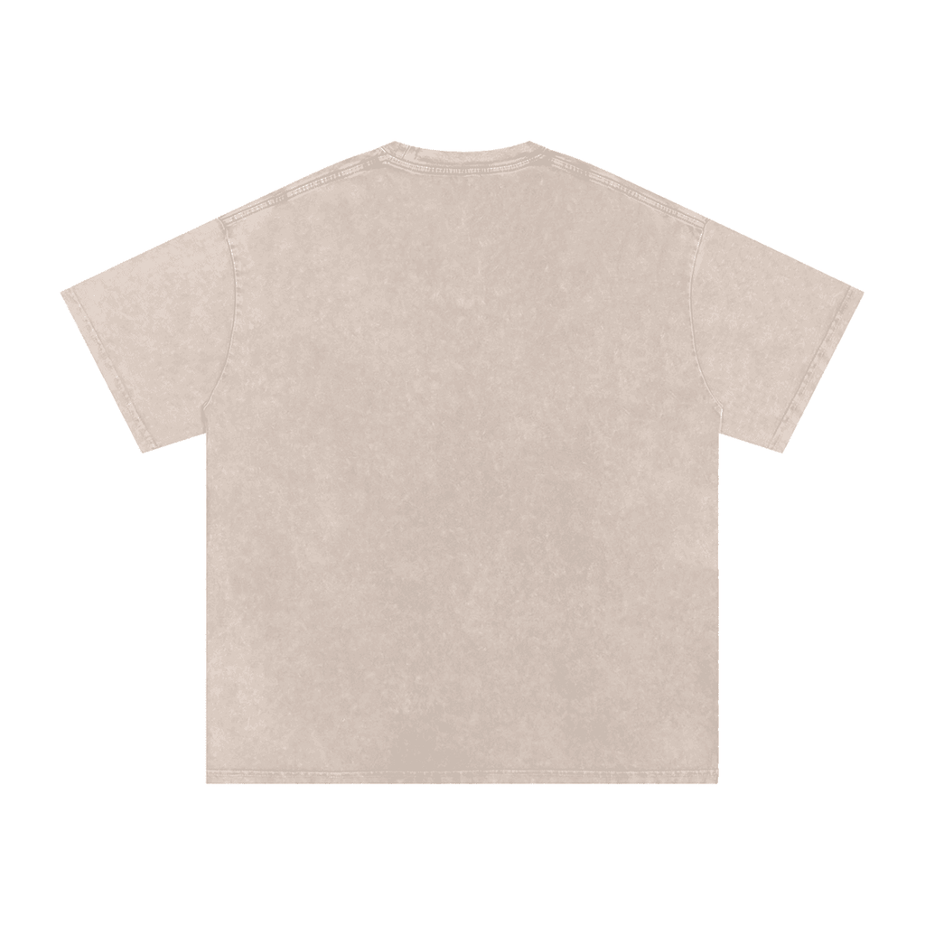 FETISHISTO snow washed oversized t-shirt in beige with short sleeves and relaxed fit back view