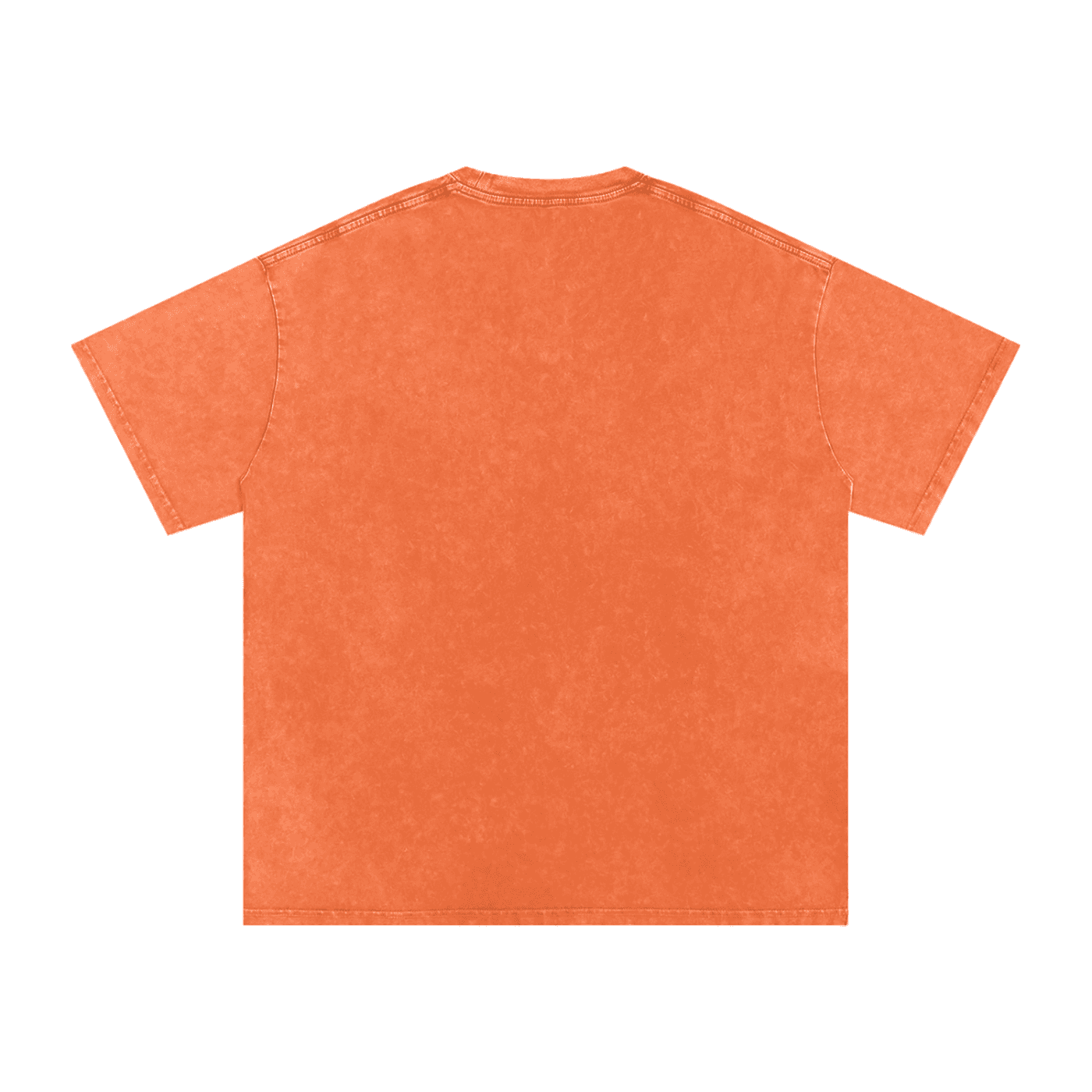 FETISHISTO orange snow washed oversized t-shirt shown from the back with short sleeves