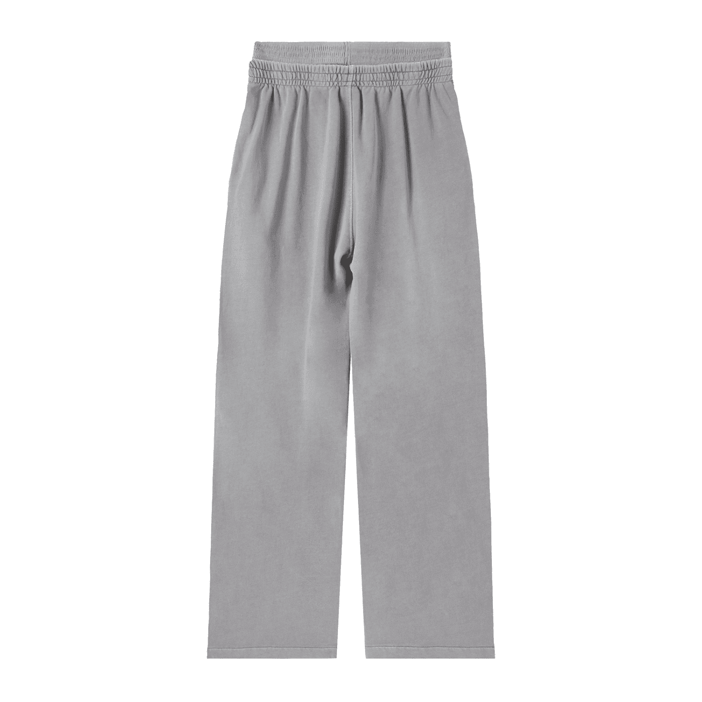 FETISHISTO vintage washed waist pants in light gray with elastic waistband and straight leg design