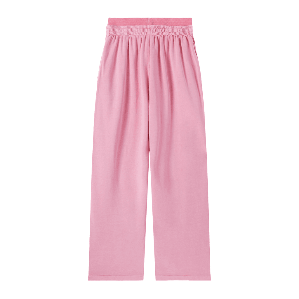FETISHISTO pink vintage washed waist pants with elastic waistband and relaxed fit
