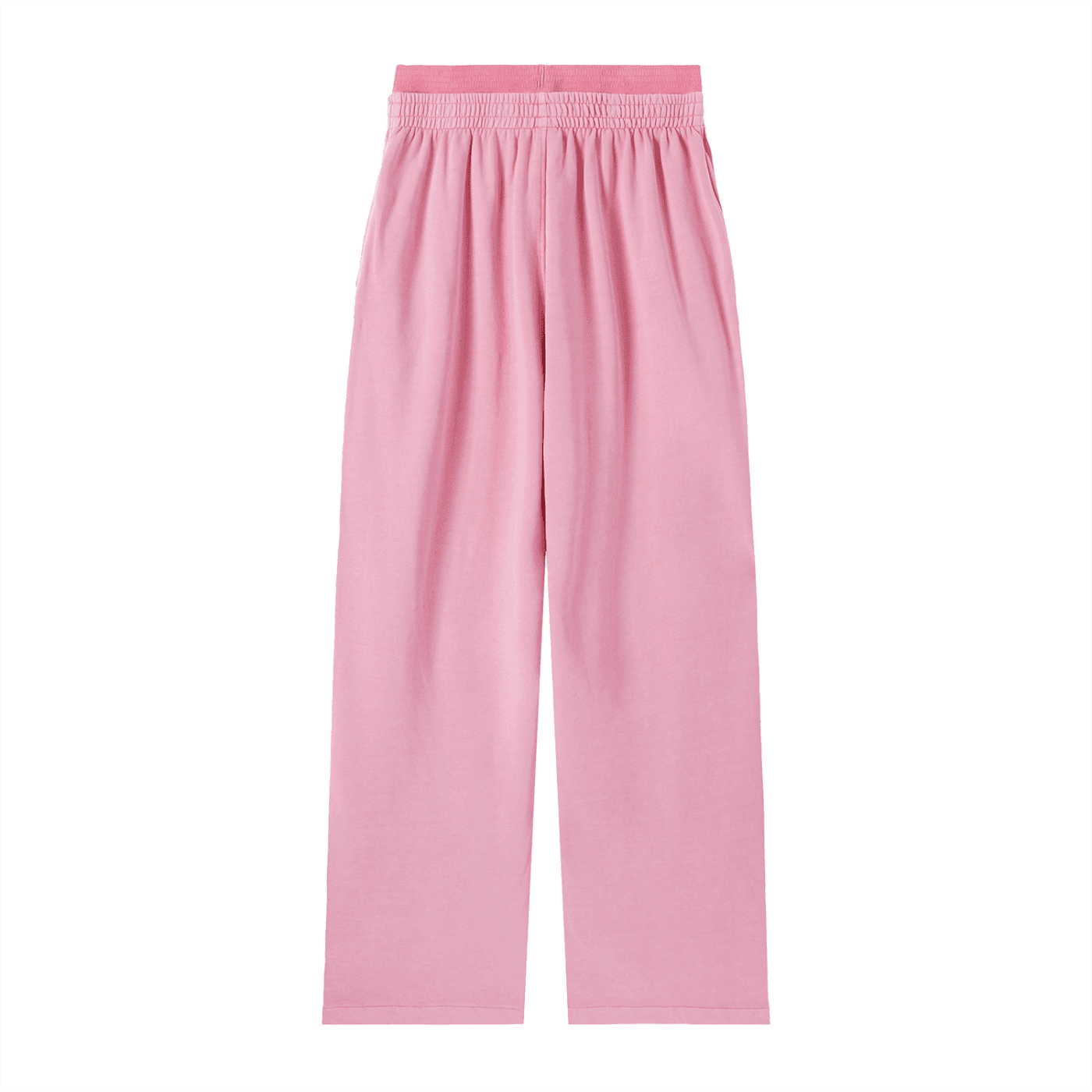 FETISHISTO pink vintage washed waist pants with elastic waistband and relaxed fit