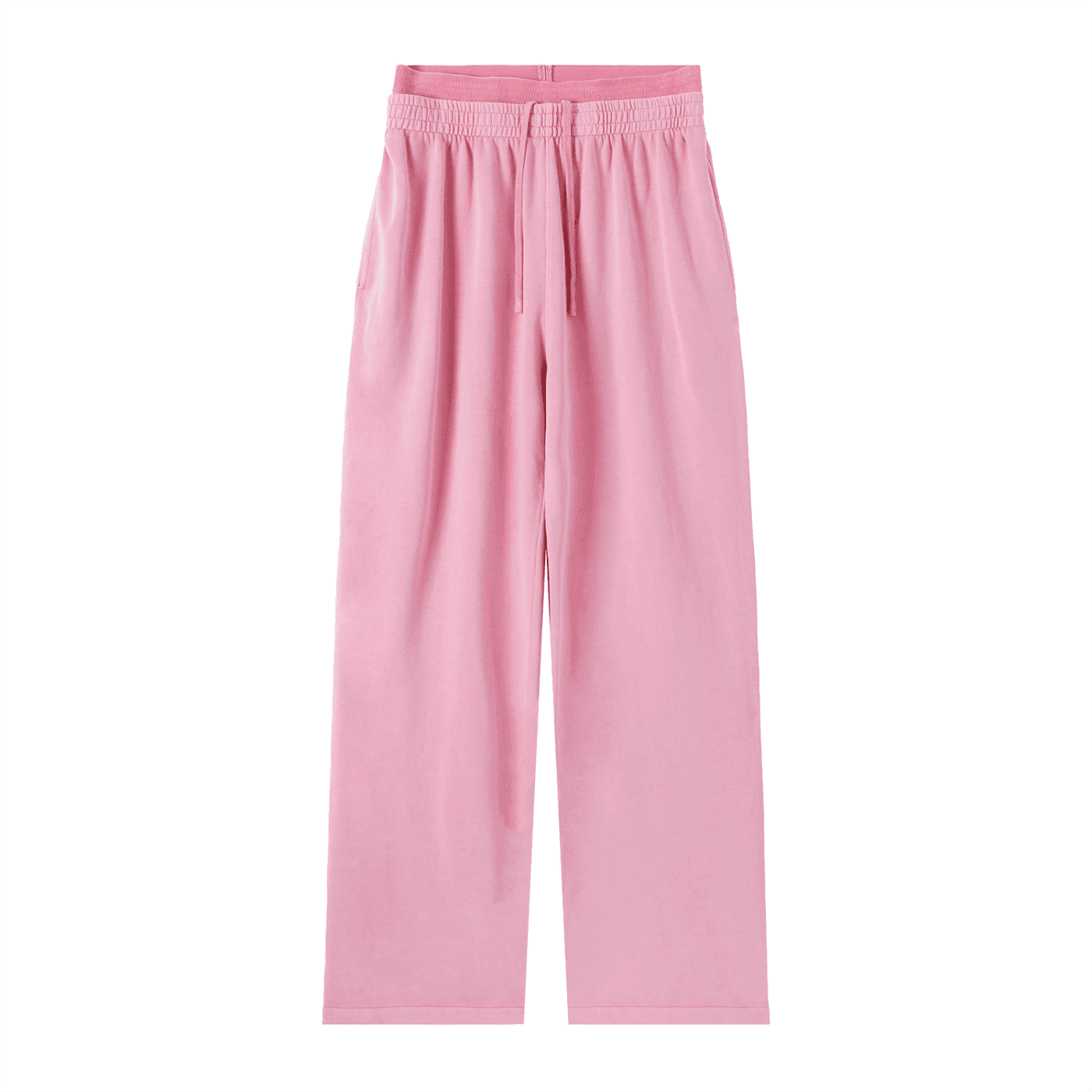 FETISHISTO pink vintage washed waist pants with elastic drawstring waistband and relaxed fit