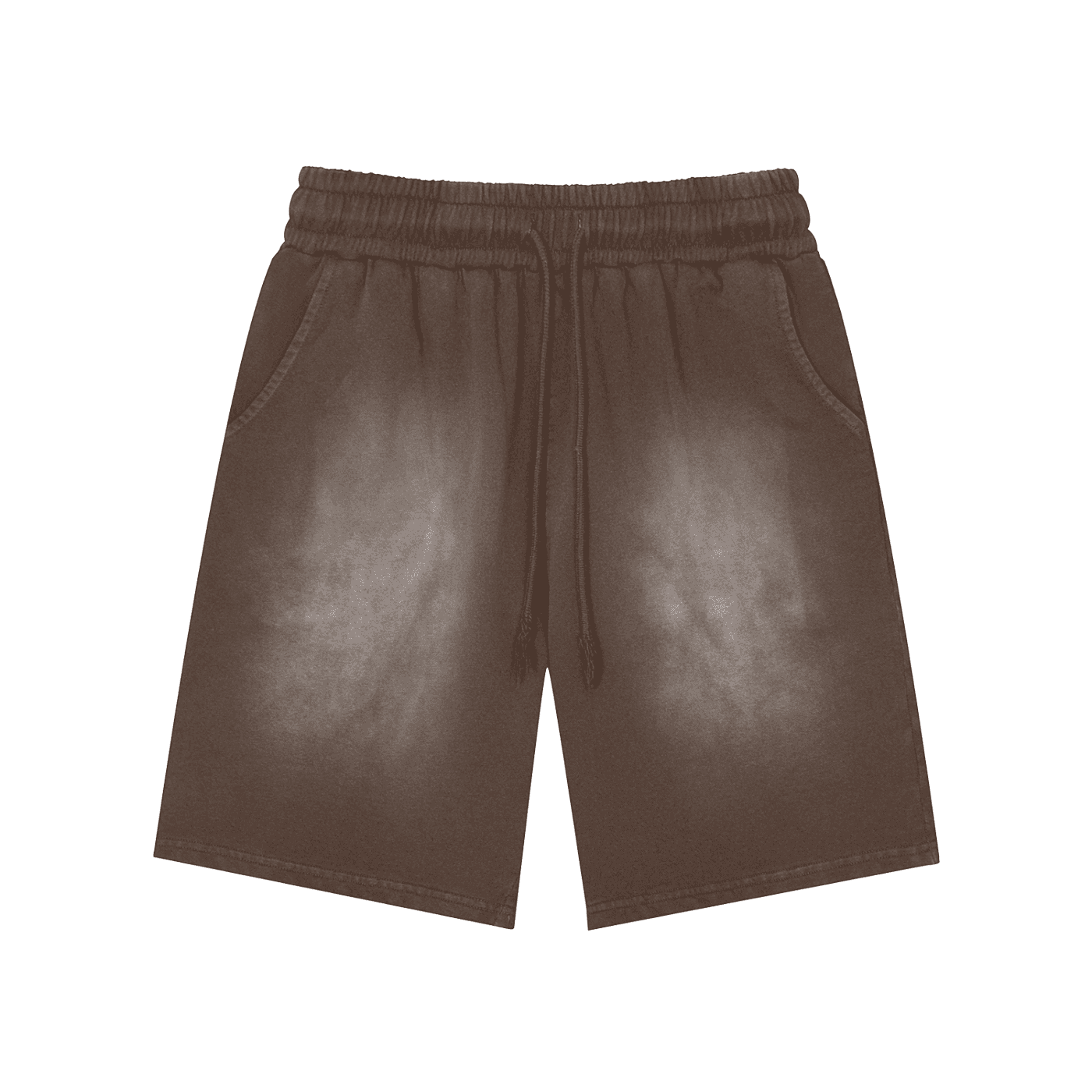 FETISHISTO washed black shorts for men with elastic waistband and drawstring front pockets