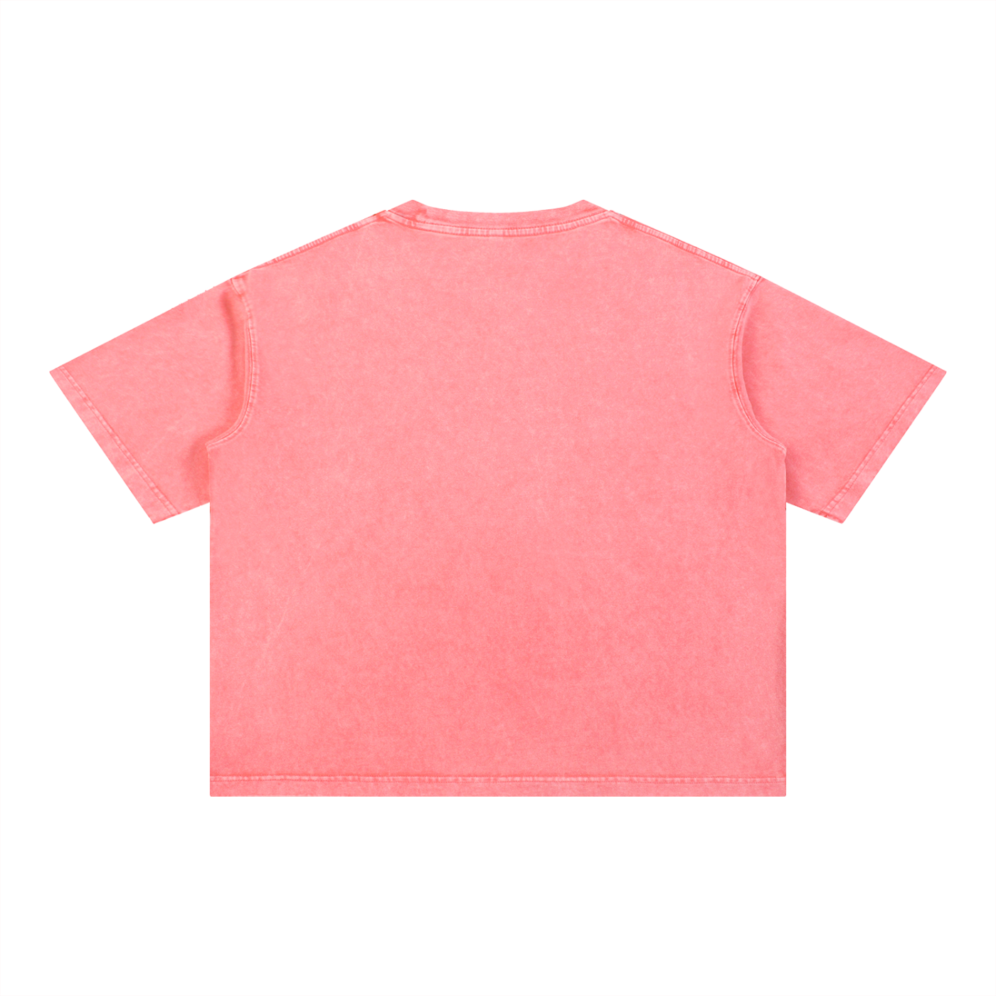 FETISHISTO pink mineral wash boxy t-shirt laid flat showing back view with short sleeves