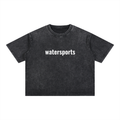 FETISHISTO black mineral wash boxy t-shirt with watersports text and short sleeves