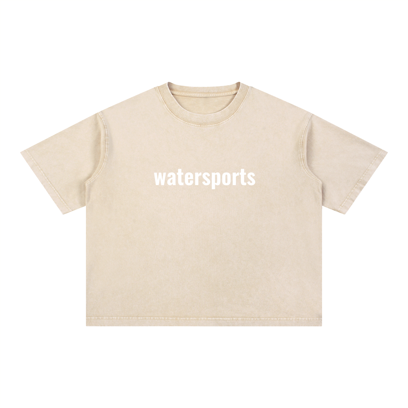 FETISHISTO beige mineral wash boxy t-shirt with watersports print on front