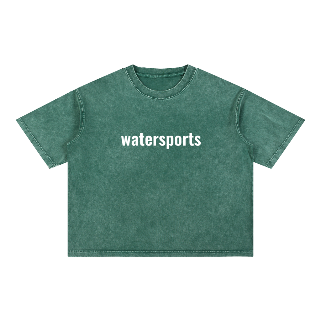 FETISHISTO green mineral wash boxy t-shirt with watersports text on front