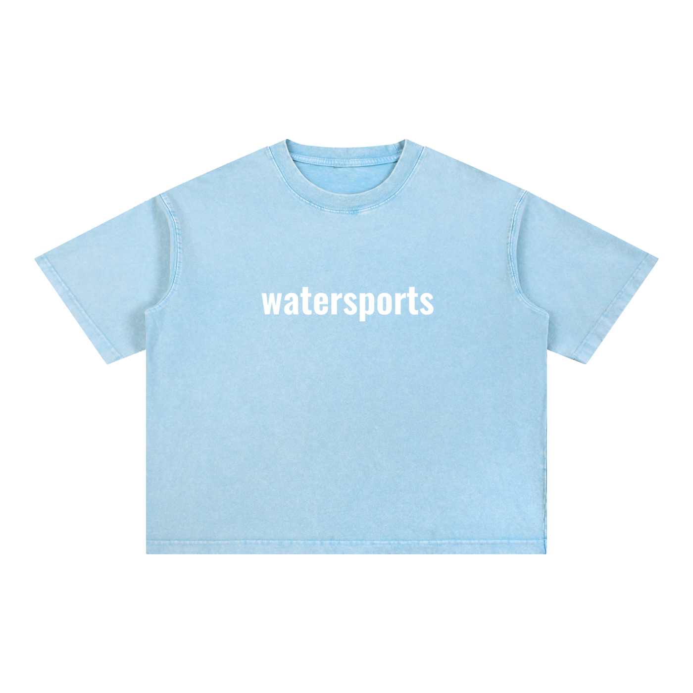 FETISHISTO light blue mineral wash boxy t-shirt with watersports print on front
