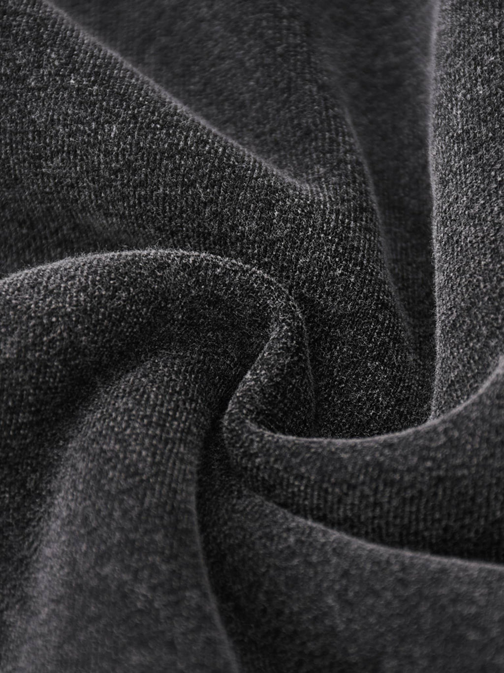 Close-up texture of dark gray fabric for zip through boxy fleece hoodie from FETISHISTO