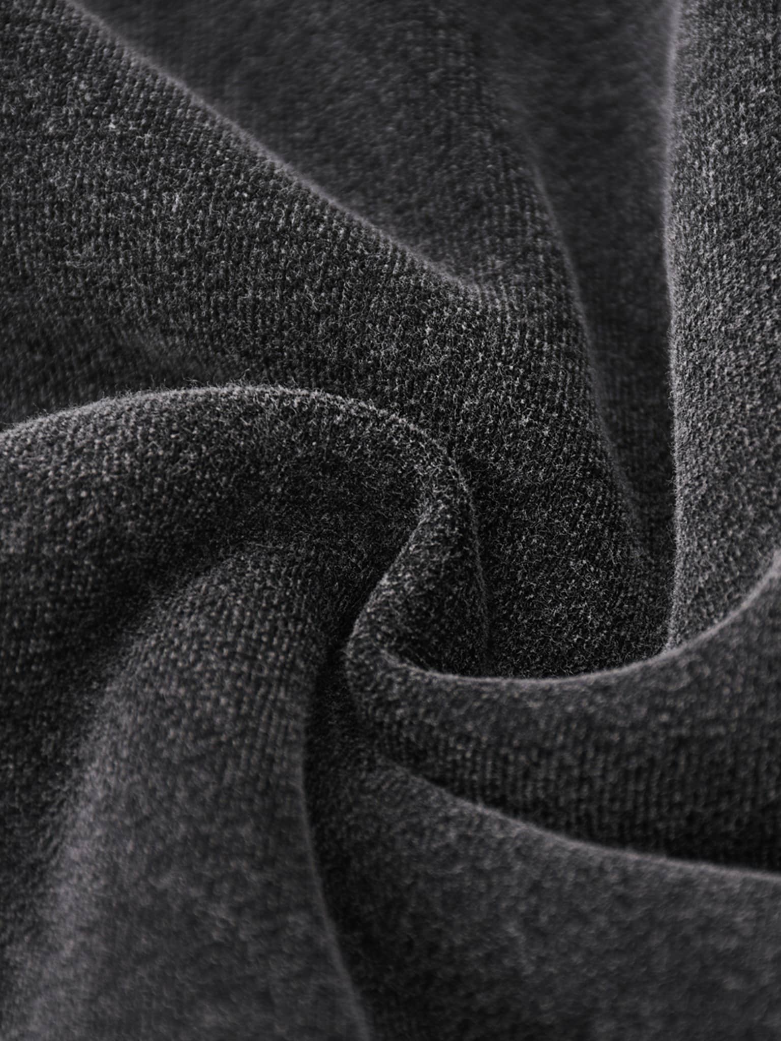 Close-up texture of dark gray fabric for zip through boxy fleece hoodie from FETISHISTO